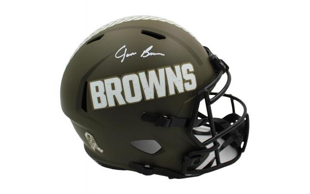 Jim Brown Signed Cleveland Browns Speed Replica Salute to Service NFL Helmet