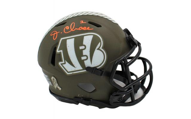 Ja’Marr Chase Signed Cincinnati Bengals Speed Salute to Service NFL Mini Helmet
