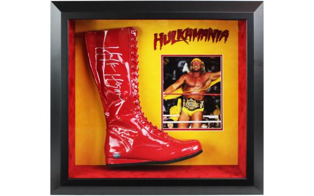Hulk Hogan Signed Shadowbox Framed Custom Red Wrestling Boot