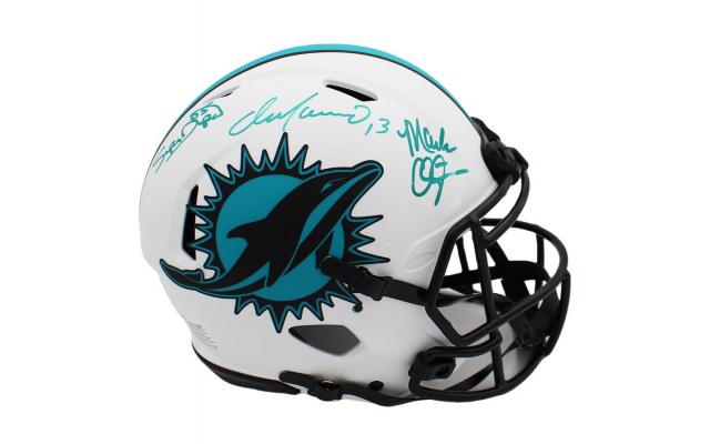 Multi Signed Miami Dolphins Speed Authentic Lunar NFL Helmet with 3 Signatures