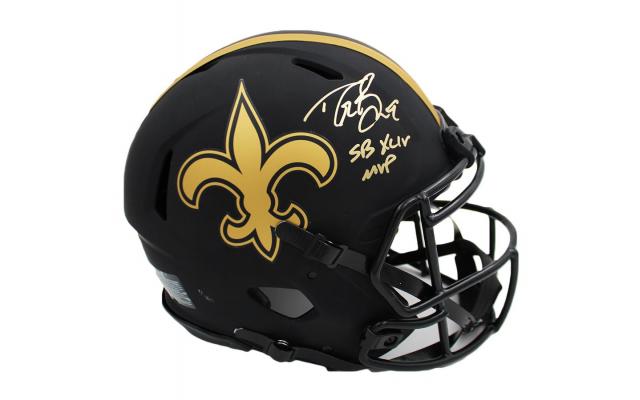 Drew Brees Signed New Orleans Saints Speed Authentic Eclipse NFL Helmet “SB XLIV MVP” Inscription