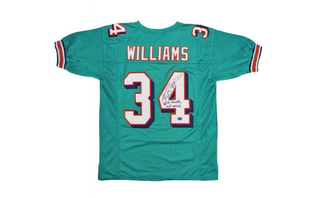 Ricky Williams Signed Miami Custom Teal Jersey with “Split Blunts Not Carries” Inscription